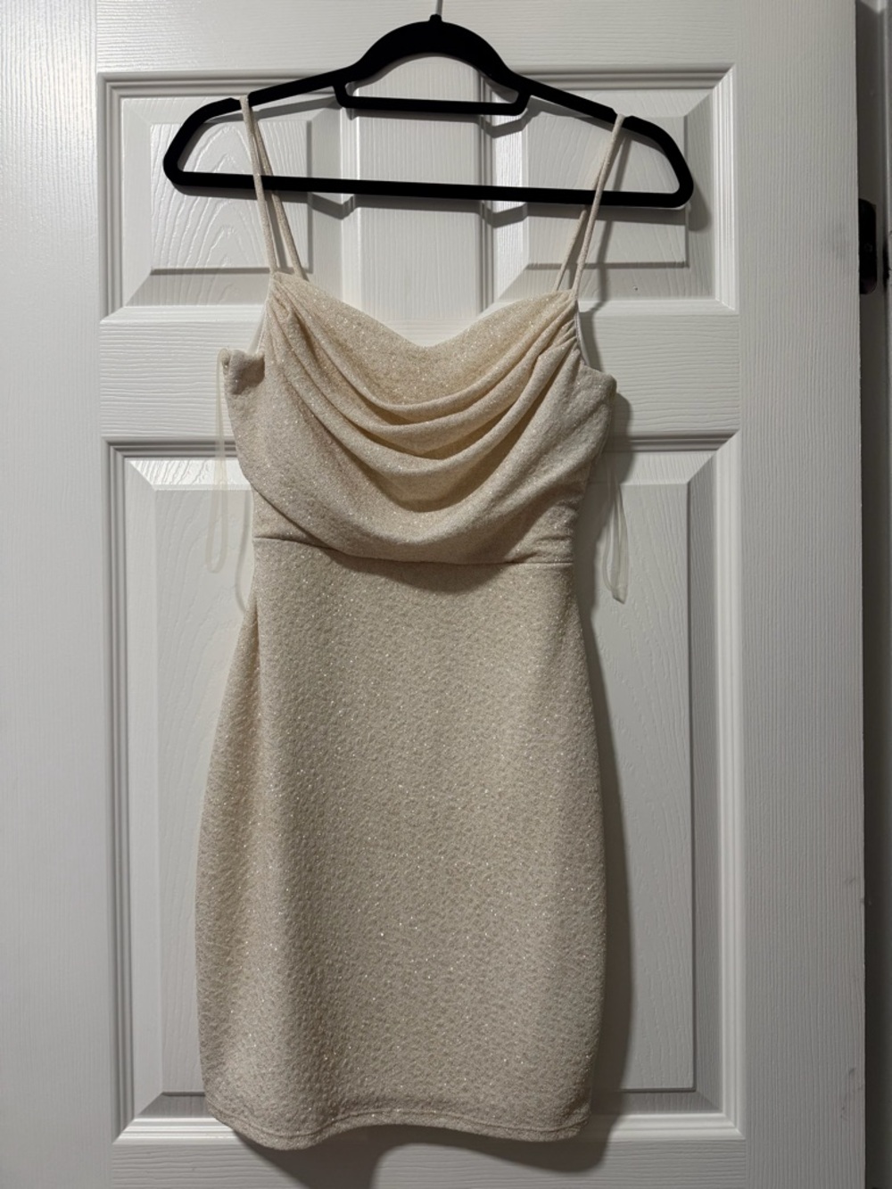 Windsor Cream Sparkle Cowl Neck Mini Dress
